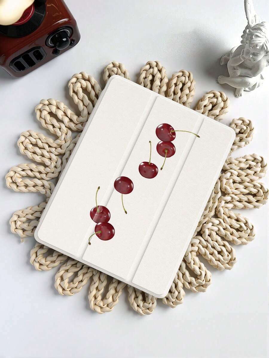 Cherry Pattern Tablet Case, Compatible With IPad 9.7/10.2/10.5/10.9/12.9/Pro 11 10th Generation, Compatible With Samsung Galaxy Tab S6 Lite 10.4 Inches, Suitable For Kindle Paperwhite 12th Generation 2024 Version, Kindle (11th Generation) 2022 Version Kobo Clara Color, Equipped With Soft Fall Protection, Intelligent Vertical/Automatic Wake-Up/Sleep Function