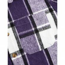 Men's Plaids Long Sleeve Button Down Lightweight Flannel Shacket Wool Blend Casual Shirt With Pockets, Vintage-Inspired Style - R3purple-0 - Xem 4