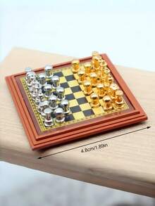 4.8cm Dollhouse Mini International Chess Set, Luxury Black & White Metal Chessboard, Black & White Chess Pieces, Chess Strategy Game, Mini Model Puzzle Props, Miniature BJD Scene, Fashionable Mini Chess, Miniature Home Decor Scene, Realistic Metal Chessboard & Pieces, Miniature Home Decor Props & Accessories - Multicolor - View 6
