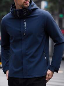 Outdoor Men Assault Jacket, Hooded, Windproof, Waterproof, Stain-Resistant Mountaineering Jacket With Detachable Hood - Blue - View 2