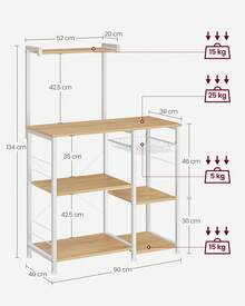 VASAGLE Baker's Racks - Beyaz - Görünüm 3
