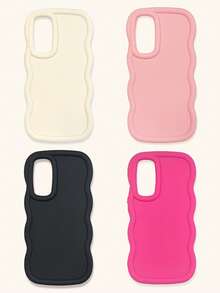 白色粉色酒红色黑色不对称波浪纹基础款手机壳4件套，多巴胺波浪纹手机壳，兼容和Galaxy 16/16 Pro Max/16 Pro/16 Plus，春季礼物，生日周年纪念，国际版，非国内版 - 彩色 - 查看 40