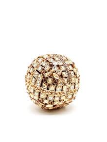 Mini Gold Crystal Ball Shaped Evening Bag With Chain, All-Metal Rhinestone Clutch Purse, Jewelry Designer Handbag For Wedding Bride, Prom, Party, Christmas, Women Gift - Gold - View 5