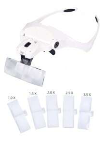 Lupa montada en la cabeza con luz LED para extensiones de pestañas postizas - Blanco - Ver 1