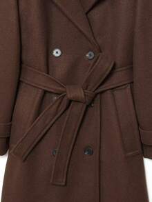 Seelio Autumn/Winter New Women's Fashion Classic Double-Breasted Windbreaker Coat Woolen Overcoat - Brown - View 11