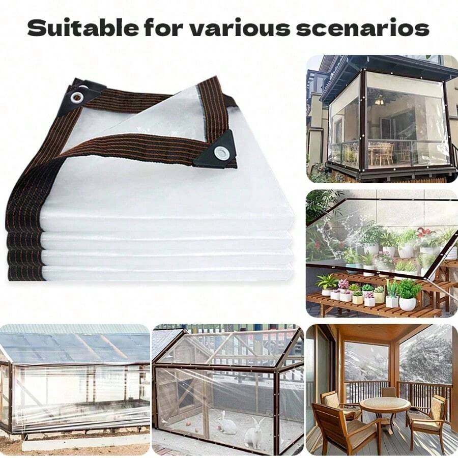 Clear Waterproof Tarpaulin,Sealed Transparent Waterproof Cloth - Suitable For Heavy-Duty Rain Shelter Covers On Terraces, Porches, Gardens, Chicken Coops, And Camping - Durable Plastic Rain And Sun Protection
