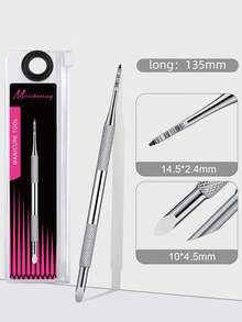 Empujador de cutículas oblicuo de doble cabeza de acero inoxidable de alta calidad, mango mate antideslizante, herramienta de manicura para limpieza de uñas y cuidado de cutículas