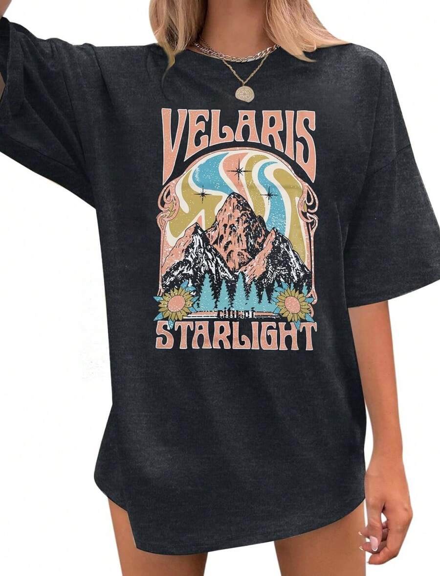 Acotar Velaris Shirts Women City Of Starlight Shirt Book Fan Gift Casual Short Sleeve Tee - màu đen - Xem 1