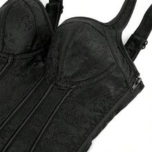 Jutrisujo Corset Top Plus Size Women Costumes Lingerie Bustier Zipper Strap Ladies Basques Gothic Renaissance Halloween - 1569-Đen - Xem 4