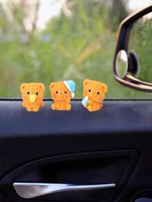 6 piezas Lindas figuritas miniatura de osos durmiendo, decoración del hogar creativa, adornos de escritorio, decoraciones interiores de automóviles, manualidades de resina DIY