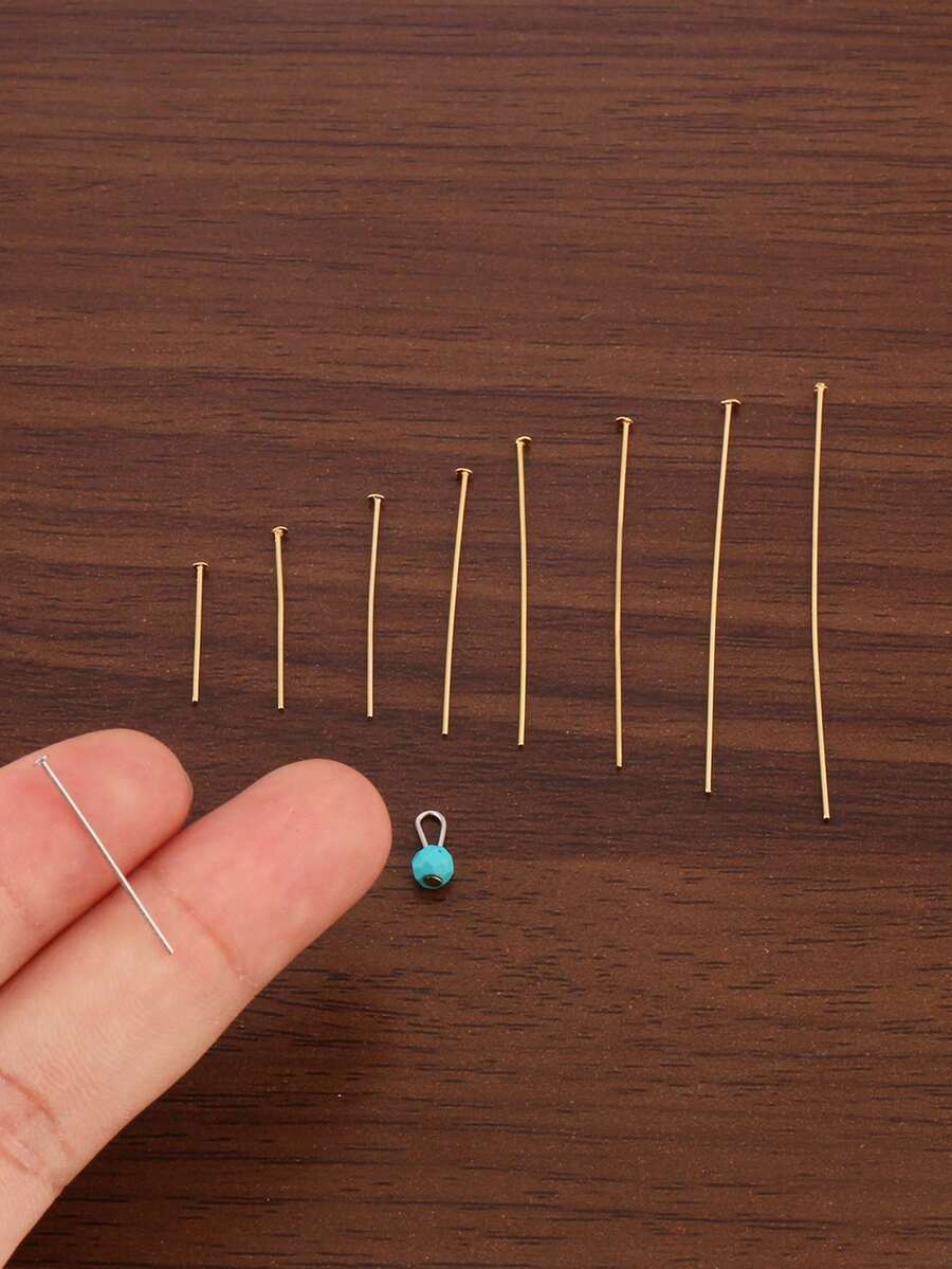 100Pcs/Lot 15/20/25/30/35/40/45/50mm T Shaped Headpins Connector 14K Gold Plated Stainless Steel Flat Head Pins For Jewelry Findings Making Accessories Supplies - T-needle - View 1