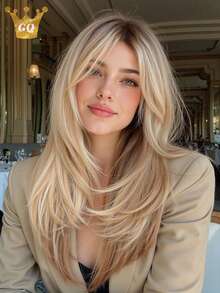 24 Inch Long Blonde Wig For Women Natural Gradient Synthetic Fiber Wig Hair Heat Resistant For Daily Wear - Blonde Ombre - View 13