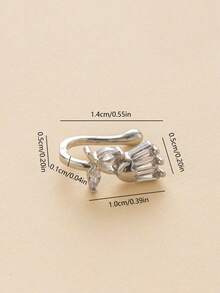 4pcs Fashion Charm Minimalist Copper Embedded Cubic Zirconia Clover Nostril Hoop, Fake Nose Piercing, Suitable For Women Daily Wear Body Jewelry, Piercing Accessory, Gift For Friend