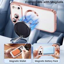 Hadaasi 1 pieza Funda de carga inalámbrica magnética electrochapada transparente compatible con iPhone 17 Pro/17 Pro Max/17 Air/17/16 Pro/16 Pro Max/16 Plus/16/16E/SE4/15 Pro/15 Pro Max/15 Plus/15/14 Pro/14 Pro Max/14 Plus/14/13 Pro/13 Pro Max/13/12 Pro/12 Pro Max/12/11 Pro Max/11/11 Pro