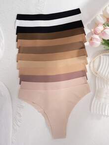 12 件/包女士性感无缝低腰舒适比基尼内裤，适合健身和运动 - 彩色 - 查看 5