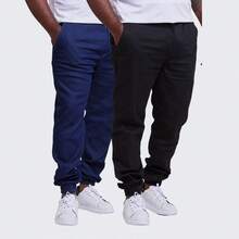 Kit 2 Men's Plus Size Jogger Pants With Cuffs - 黑色 - 查看 1