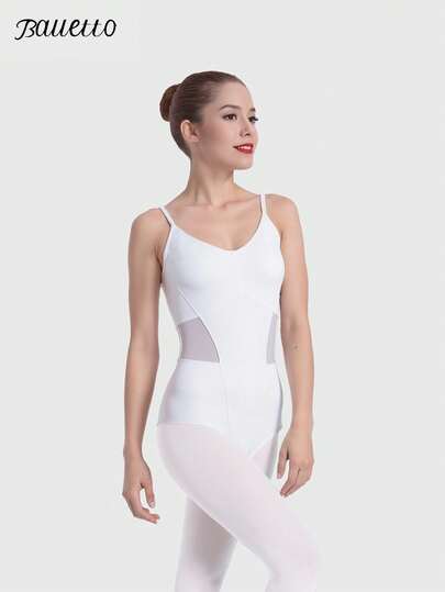 balletto Slim-Fit Ballet Leotard, Recommended For Ballet Auditions, High-Stretch Lycra Spandex Sleeveless Gymnastics Unitard With Mesh Panels For Professional Training