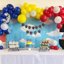 Balloons, 12 Inch Circus Balloons Red Yellow Blue And White Paw Print Puppy Balloons Colorful Confetti Latex Balloon Dog Themed Birthday Party Decorations - 紅色 黃色 藍色 - 查看 7