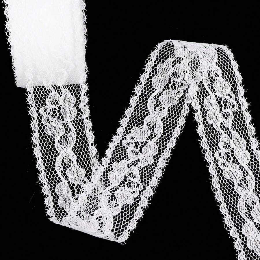 White Lace Ribbon Crafts, Vintage Cute Fabric Lace Trim Sewing, Wrapping, Wedding Bridal Decoration, Floral Bouquet,(10 Yards, Style 1) - 樣式 1 - 查看 1