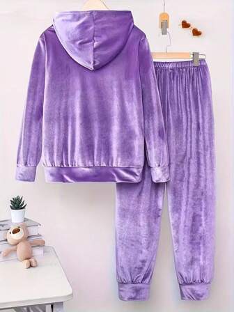 紫色连帽衫和运动裤套装（女款，无弹力面料），舒适