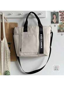 Bolso de tote con múltiples bolsillos, bolso de hombro portátil para viajes y trabajo, bolso cruzado de lona Oxford resistente, mochila de estudiante, bolso para tutoría - Multicolor - Ver 14