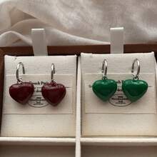 Minimalist Heart Shaped Oil Drop Earrings, Fashionable & Versatile, Sweet & Romantic Earrings, Suitable For Autumn/Winter