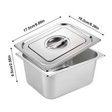 6 Pack Steam Table Pan 1/6 Size 2.6 Inch Deep Stainless Steel Container Insert - Plateado - Ver 2