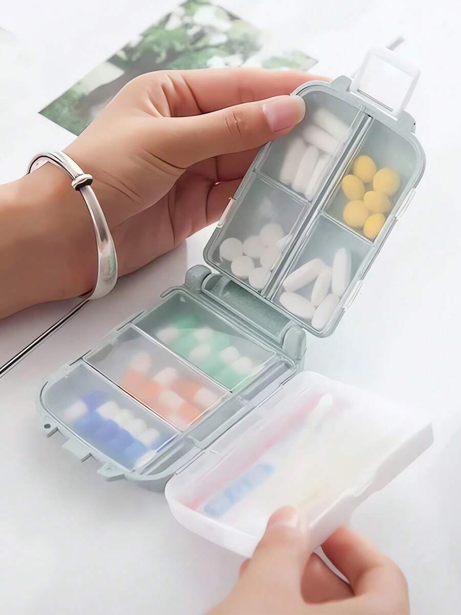 便携式旅行药盒防潮药丸整理器可重复使用药盒男女通用药品计划器日常口袋药盒可容纳维生素药物和补充剂家庭旅行必备配件户外办公室返校