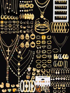 86 pièces/58 pièces/68 pièces/39 pièces/35 pièces Ensemble de bijoux vintage élégant, style rétro, pièces de monnaie, multi-éléments, faux perles, cœur, fleur, papillon, pendentif, collier, bague, boucles d'oreilles, convient pour les femmes, date, vacances, mariage, fête, anniversaire, Noël, Halloween, Saint-Valentin, Nouvel An. Bijoux à bon rapport qualité-prix.