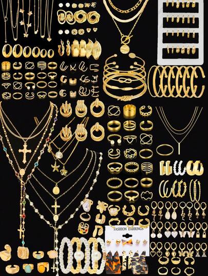 86 piezas/58 piezas/68 piezas/39 piezas/35 piezas Conjunto de joyas vintage elegante de estilo retro con monedas, elementos metálicos, perlas falsas, corazones, flores, mariposas - Collar, anillo, pendientes adecuados para mujeres en fechas, vacaciones, bodas, fiestas, cumpleaños, Navidad, San Valentín, Año Nuevo - Alta relación calidad-precio