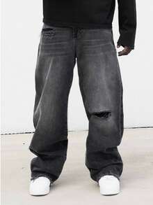 Pantalones vaqueros para niños para uso diario, simples y de moda con elementos deshilachados, elementos rasgados, estilos hip-hop y rap, adecuados para todas las estaciones y el verano, pantalones para hombres