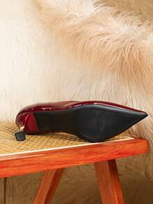 Fashionable Versatile Pointed Toe Low Vamp High Heel Shoes, Stylish Professional Women's Shoes, Elegant Lady Fashionable Low Vamp Women Pumps - Burgundy - View 7