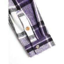 Men's Plaids Long Sleeve Button Down Lightweight Flannel Shacket Wool Blend Casual Shirt With Pockets, Vintage-Inspired Style - R3purple-0 - Xem 6
