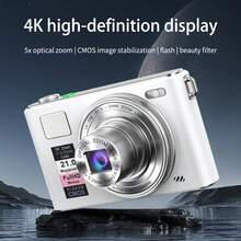 Cámara digital 4K Ultra HD, zoom óptico 5X, cámara trasera de 64MP, flash súper brillante, pantalla HD estabilizada, cámara para estudiantes - Tarjeta de memoria de 64 GB + cámara - Ver 11