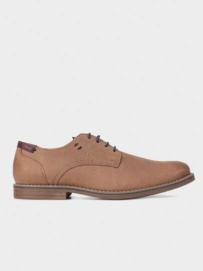 Brantano Zapato Casual Nobuck Taupe Derby Hombre