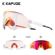 KAPVOE Photochromic Frameless Integrated Cycling Glasses Night Riding Glasses Men Bike Racing Sports Equipment Women Outdoor Running MTB Bicycle Cycling Mask Golf Baseball Camping Fishing Travel Accessories - 彩色 - 查看 12