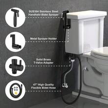 Bidet Sprayer For ToiletHandheld Bidet Spraye Cloth Diaper Sprayer Water Kit Bathroom Hand Held Bidet Shower For Self Cleaning Stainless Steel And Easy To Install - màu đen - Xem 6