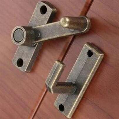 1 pieza Cerrojo deslizante de estilo vintage de bronce falso, Cerrojo de puerta de metal, Adecuado para cadena de de puerta, Accesorio de ferretería para el hogar