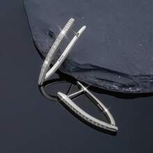 925 Sterling Silver Geometric Full CZ Women Earring, Cubic Zirconia Inlaid Simple Large Earring