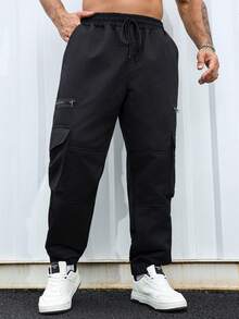 Plus Size Men's Casual Solid Color Cargo Pants