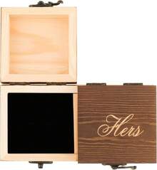 Wood Ring Box Wedding Ceremony Rustic Vintage Ring Bearer Box, Unique Engagement Ring Holder Boxes Marriage, Mr & Mrs Decorative Boho Jewelry Favor - 他和她 - 查看 5