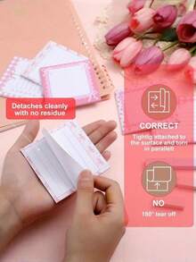 4pcs Cute Bow Memo Pads, Valentine's Day Gift, Ribbon Notebook Sticky Notes, Ladies Party Favor (Pink), Cute Planner, Cute Memo Pads, Stationery, Notepad, Notebook, School Supplies, Memo Pad, Reminder, Christmas Memo Pads, Desktop Accessories, Fun Sticky Notes - Multicolor - View 6