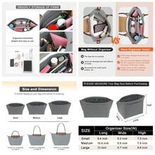 Purse Organizer Insert S Handbag Insert Felt Long Champ Tote Bag Organizer Insert With Cup Beige, Small - Trung bình + Xám nhạt - Xem 1