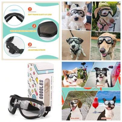 Gafas para Perros Gafas de Sol para Perros Lentes de Sol para Perros con Proteccin Ajustables con Orificios Transpirables Adecuadas para Perros Medianos y Grandes Impermeable a Prueba de Nieve