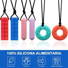 Collar Mordedor Sensorial 6pcs,Collares Masticables para Niños Sensoriales,Adecuados para Niños y Niñas con Autismo, Mordedores sin BPA paras y Niños Pequeños en Fase de Dentición - 1 - Ver 5