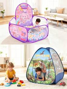 1 szt. rozkładany namiot do zabawy dla dzieci, domek do zabawy w domu i na zewnątrz z kreskówkowym wzorem, mata do raczkowania do basenu z piłeczkami, przenośny prezent dla dzieci, odpowiedni na Boże Narodzenie, Halloween, Święto Dziękczynienia, Wielkanoc, urodziny chłopców i dziewcząt