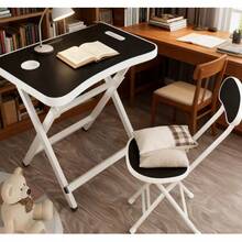 Mesa de estudio, mesa de escritura plegable, escritorio pequeño para el hogar, escritorio para tareas para estudiantes, juego de mesa y silla de instalación gratuita - Negro - Ver 5