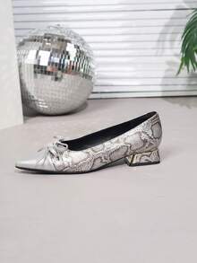 Plus Size Women's Fashion Leopard Print Bow Decor Slip-On Elegant Comfortable Flats