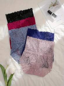 5-Pack Floral Lace High Waist Underwear Comfortable Breathable Women's Panty Set - 混合色 - 查看 10
