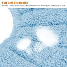 Ultra-Soft Pumpkin Toilet Cover Cozy Plush Seat Stretchy Elastic Toilet Lid Cover Cute Bathroom Decor - 藍色 - 查看 3
